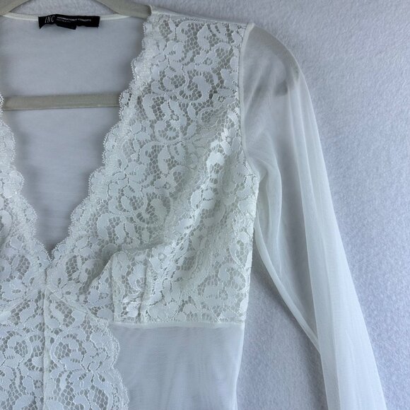 NWT INC Intimates Lingerie Sheer Lace Bodysuit White Cheeky Festival Size Small - Picture 6 of 14